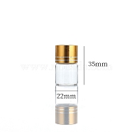 Clear Glass Bottles Bead Containers, Screw Top Bead Storage Tubes with Aluminum Cap, Column, Golden, 2.2x3.5cm, Capacity: 6ml(0.20fl. oz)(CON-WH0085-77B-02)