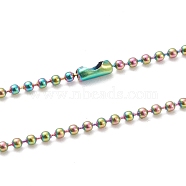 Ion Plating(IP) 304 Stainless Steel Ball Chain Necklaces, with Ball Chain Connectors, Rainbow Color, 23.62 inch(60cm), Beads: 1.6mm(NJEW-L149-B01-M)