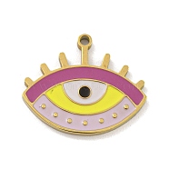 316 Surgical Stainless Steel Enamel Pendants, Eye Charm, Golden, Colorful, 14.5x17x1.2mm, Hole: 1.2mm(STAS-M073-02G)