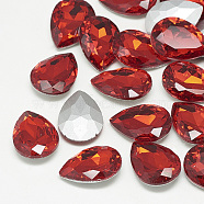 Pointed Back Glass Rhinestone Cabochons, Back Plated, Faceted, teardrop, Light Siam, 18x13x5mm(RGLA-T081-13x18mm-07)
