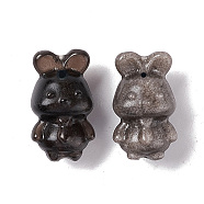 Natural Silver Obsidian Beads Pendants, Rabbit, 19x12x10mm, Hole: 1.5mm(G-G859-06)