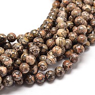 Natural Leopard Skin Jasper Round Bead Strands, 10mm, Hole: 1mm, about 40pcs/strand, 16 inch(X-G-P072-45-10mm)