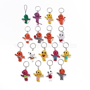 Cotton Thread Keychain, with Iron Key Rings, Human, Mixed Color, 8.6~9.4cm(KEYC-F037-08)