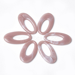 Acrylic Pendants, Imitation Gemstone Style, Oval, Rosy Brown, 47x25x4.5mm, Hole: 1.8mm, about 170pcs/500g(OACR-T007-06B)