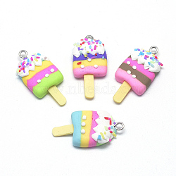 Handmade Polymer Clay Pendants, Ice Lolly, Mixed Color, 36~37x18~19x6~8mm, Hole: 2mm(X-CLAY-Q240-022)