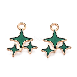 Alloy Enamel Pendants, Light Gold, Lead Free & Cadmium Free, Star Charm, Sea Green, 18x14x1mm, Hole: 2mm(ENAM-T020-38E-RS)