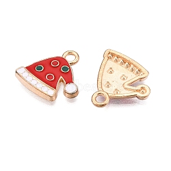 Christmas Theme Alloy Enamel Pendants, Cadmium Free & Lead Free, Light Gold, Hat, 15x15.5x2mm, Hole: 1.8mm(ENAM-T020-10P)