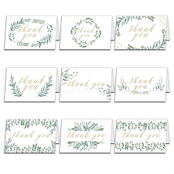 Thank You Theme Cards, for Birthday Thanksgiving Day, Rectangle with Leaf Pattern, Light Green, 10x15cm, 9pcs/set(DIY-WH0205-007)