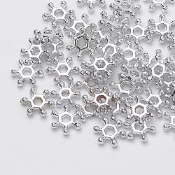Plating Acrylic Beads, Snowflake, Silver, 8x7x2mm, Hole: 1.5mm, about 25000pcs/500g(MACR-S272-01B)