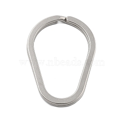 316 Surgical Stainless Steel Split Key Rings, Keychain Clasp Findings, Teardrop, Stainless Steel Color, 39.5x27.5x3mm, Inner Diameter: 34x22mm(STAS-A111-02P)