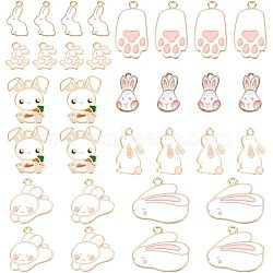 Nbeads 32Pcs 8 Style Alloy Enamel Pendants, Rabbit, White, 4pcs/style(ENAM-NB0001-75)