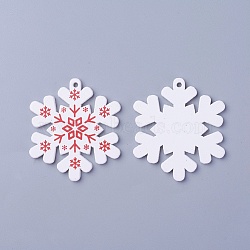 Poplar Wood Pendants, Dyed, Snowflake, White, 50x44.5x3mm, Hole: 2mm(WOOD-O004-11B)