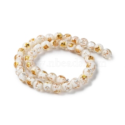 Handmade Gold & Silver Foil Lampwork Beads, Round, WhiteSmoke, 12mm, about 33pcs/strand, 15.59 inch(39.6cm)(GLAA-G107-07A-14)