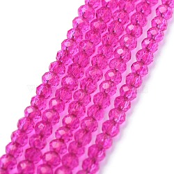 Electroplate Glass Beads Strands, Pearl Luster Plated, Faceted, Abacus, Magenta, 2x1.5~1.6mm, Hole: 0.8mm, about 235pcs/Strand, 14.17 inch(36cm)(GLAA-F079-A-04)