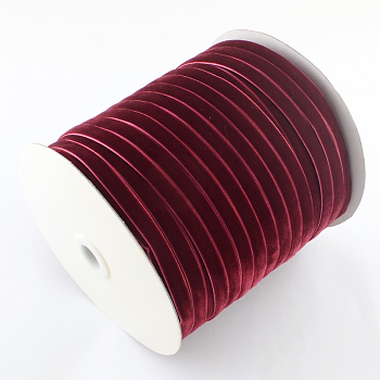 1/4 inch Single Face Velvet Ribbon, Dark Red, 1/4 inch(6.5mm), about 200yards/roll(182.88m/roll)