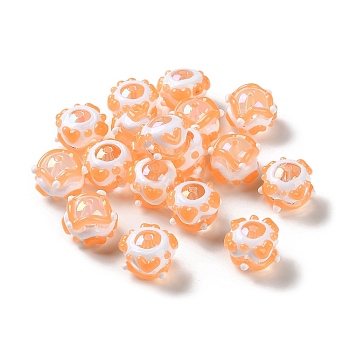 Opaque Acrylic Beads, with Enamel, Light Salmon, 14~15x18~20x18~20mm, Hole: 2~3mm