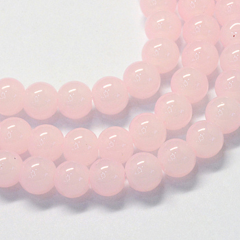 Baking Painted Imitation Jade Glass Round Bead Strands, Pink, 6.5mm, Hole: 1.5mm, about 145pcs/strand, 31.8 inch