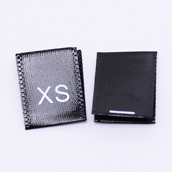 Kid's Size Label, Woven Crafting Craft Cotton Labels, for Clothing Sewing, XS, Black, 35x13x0.1mm, about 200pcs/bag