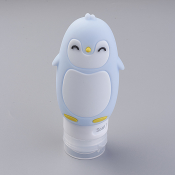 Creative Portable 90ml Silicone Points Bottling, Shower Shampoo Cosmetic Emulsion Storage Bottle, Cartoon Penguin, Light Steel Blue, 123x55mm, Capacity: about 90ml