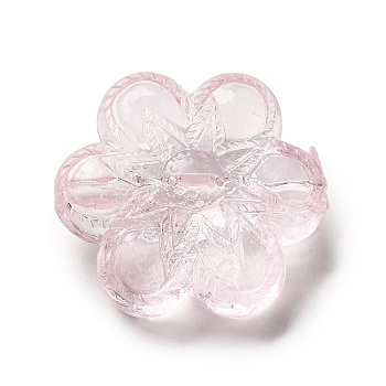 Transparent Acrylic Beads, Dyed, Flower, Pink, 26x23x11.5mm, Hole: 1.8mm, about 142pcs/500g