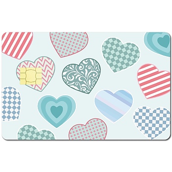 Rectangle PVC Plastic Waterproof Card Stickers, Self-adhesion Card Skin for Bank Card Decor, Heart, 186.3x137.3mm