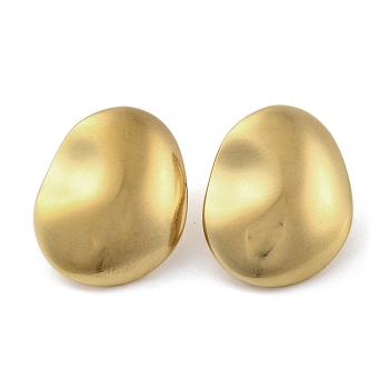 Ion Plating(IP) 304 Stainless Steel Stud Earrings for Women, Oval, Real 14K Gold Plated, 20.5x16.5mm