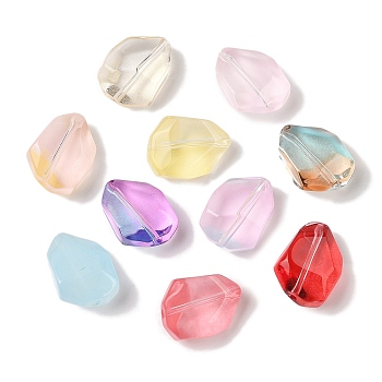 Transparent Spray Paint Glass Beads, Faceted, Nuggets, Mixed Color, 16.5x12.5x8.5mm, Hole: 1.2mm