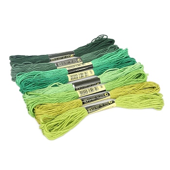 Cotton Crochet Threads, Embroidery Threads, Yarn for Lace Hand Knitting, Green, 1.4mm, about 8.20 Yards(7.5m)/skein, 8 skeins/set