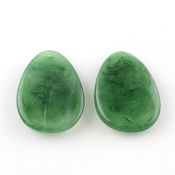 Teardrop Imitation Gemstone Acrylic Big Pendants, Medium Sea Green, 55x35x10mm, Hole: 2mm, about 38pcs/500g