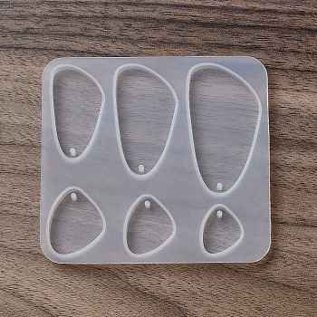 DIY Pendant Silicone Molds, Resin Casting Molds, for UV Resin, Epoxy Resin Jewelry Making, Rounded Triangle, 77.5x83x6mm, Hole: 1.6mm, Inner Diameter: 17.5~48.5x14~26mm