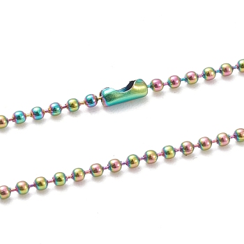 Ion Plating(IP) 304 Stainless Steel Ball Chain Necklaces, with Ball Chain Connectors, Rainbow Color, 23.62 inch(60cm), Beads: 1.6mm