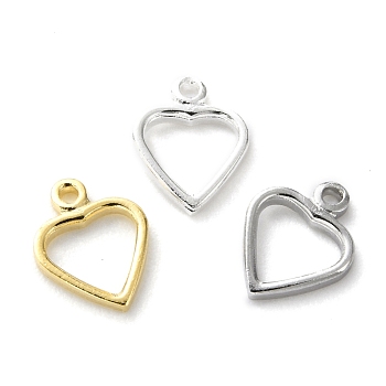 Brass Charms, Long-Lasting Plated, Heart, Mixed Color, 7.5x6x1mm, Hole: 0.7mm