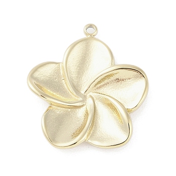 304 Stainless Steel Pendants, Flower Charm, Real 14K Gold Plated, 22.5x20.5x4mm, Hole: 1.4mm