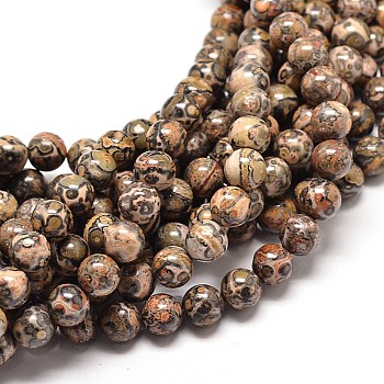 Natural Leopard Skin Jasper Round Bead Strands, 10mm, Hole: 1mm, about 40pcs/strand, 16 inch