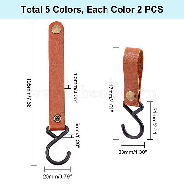 AHADEMAKER 10Pcs 5 Colors Leather Hook Hangers(AJEW-GA0004-94)-2