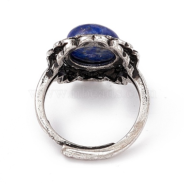Flower Natural Lapis Lazuli Adjustable Rings(RJEW-E067-08AS-01)-3