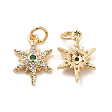 Real 14K Gold Plated Clear Star Brass+Cubic Zirconia Pendants