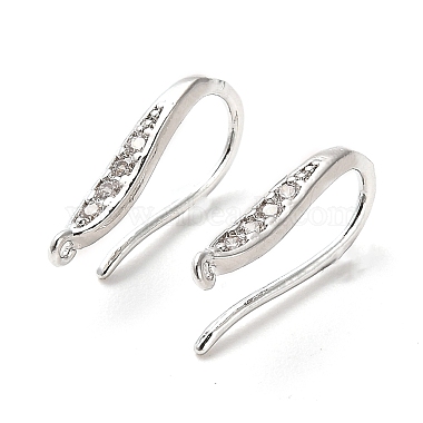 Platinum Clear Brass+Cubic Zirconia Earring Hooks
