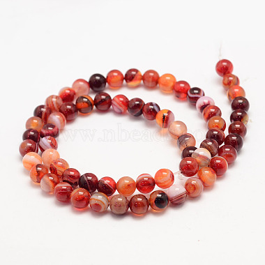 Natural Striped Agate/Banded Agate Bead Strands(G-K155-B-6mm-01)-2
