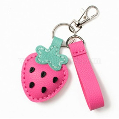 Hot Pink Imitation Leather Keychain