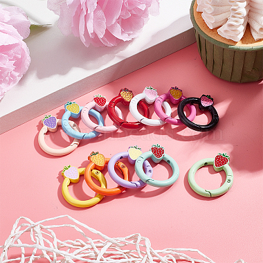 WADORN 12Pcs 12 Colors Spray Painted Alloy Spring Gate Rings(FIND-WR0010-44)-4