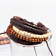 Регулируемый плетеный кожаный шнур деревянные бисерные многожильных браслеты(BJEW-P0001-15)-4