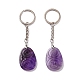Natural Amethyst Teardrop with Spiral Pendant Keychain(KEYC-A031-02P-04)-1