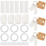 DIY Rectangle Blank 201 Stainless Steel Keychain Making Kits, Stainless Steel Color, 45x13x1mm, Hole: 2mm(DIY-SP0002-27B)