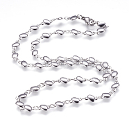 304 Stainless Steel Chain Necklaces, with Lobster Claw Clasps, Oval, Stainless Steel Color, 17.7 inch(45cm)(STAS-P164-03P)