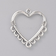Tibetan Style Zinc Alloy Chandelier Component Links, Heart, Antique Silver, 30x27x2mm, Hole: 1.8mm(PALLOY-E564-30AS)