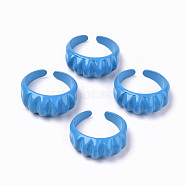 Spray Painted Alloy Cuff Rings, Open Rings, Cadmium Free & Lead Free, Royal Blue, US Size 7 1/4(17.5mm)(RJEW-T011-33D-RS)