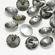 Pointed Back Glass Rhinestone Cabochons, Rivoli Rhinestone, Back Plated, Faceted, Cone, Black Diamond, 8x4mm(RGLA-T086-8mm-03)