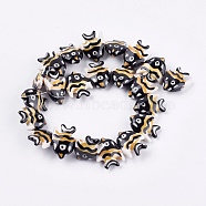 Handmade Porcelain Beads, Fish, Black, 17~18x21~22x7~7.5mm, Hole: 2mm(PORC-G002-54)