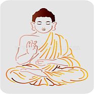Large Plastic Reusable Drawing Painting Stencils Templates, for Painting on Scrapbook Fabric Tiles Floor Furniture Wood, Rectangle, Buddha Pattern, 297x210mm(DIY-WH0202-067)